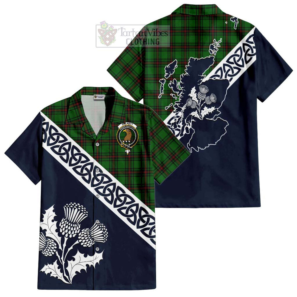 Halkett Tartan Hawaiian Shirt Featuring Thistle and Scotland Map Kid - Tartan Vibes Clothing