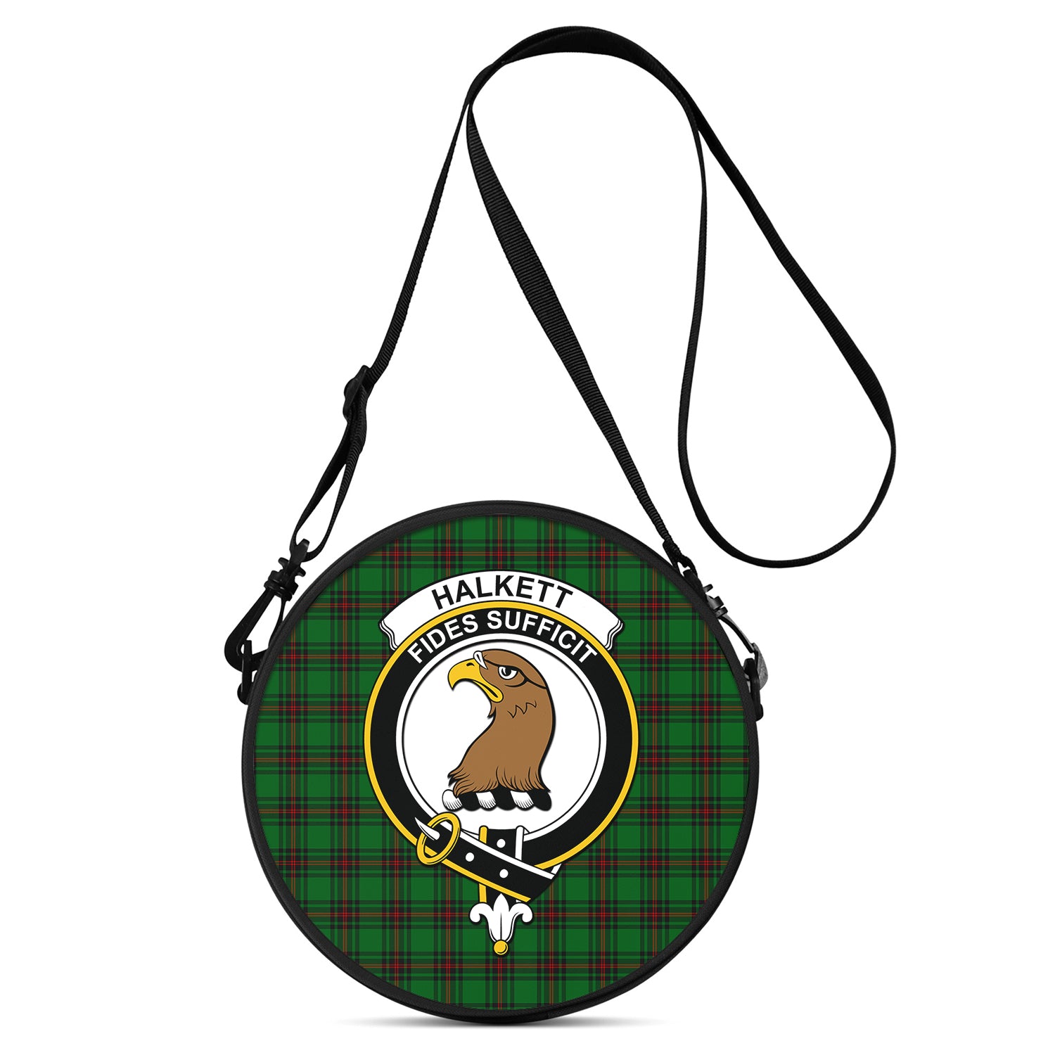 Halkett Tartan Round Satchel Bags with Family Crest One Size 9*9*2.7 inch - Tartan Vibes Clothing