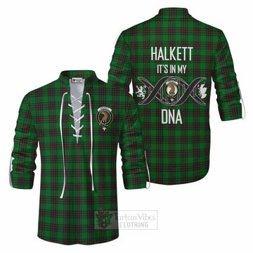 Halkett Tartan Ghillie Kilt Shirt with Family Crest DNA In Me Style Men - Tartan Vibes Clothing