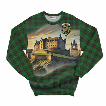 Halkett Tartan Family Crest Sweatshirt with Scottish Ancient Castle Style Unisex - Tartan Vibes Clothing