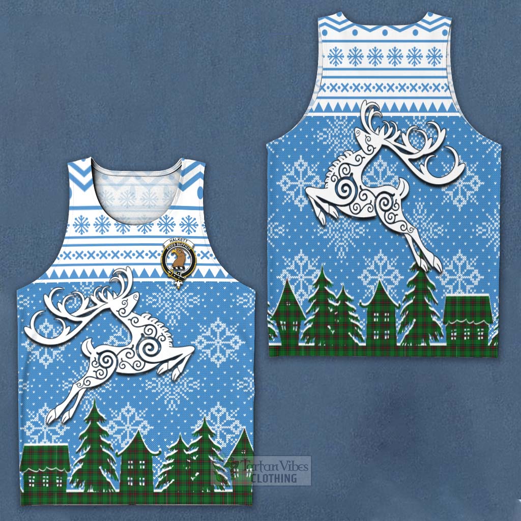 Halkett Clan Christmas Men's Tank Top Celtic Reindeer Style Men - Tartan Vibes Clothing