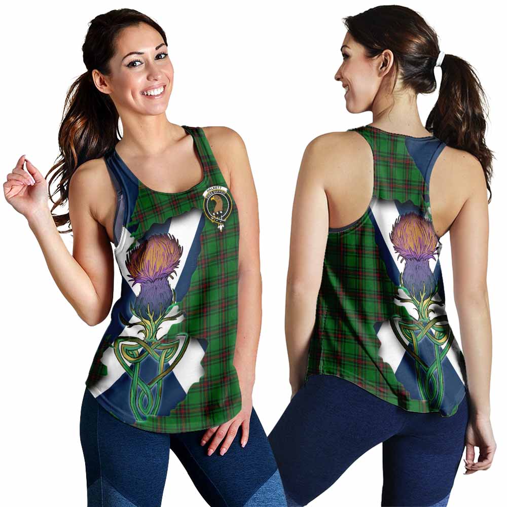 Halkett Tartan Family Crest Women's Racerback Tanks Scottish Thistle Celtic Inspired 4XL - Tartan Vibes Clothing