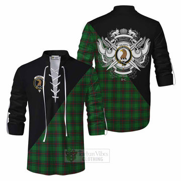 Halkett Tartan Ghillie Kilt Shirt with Family Crest and Military Logo Style Men - Tartan Vibes Clothing