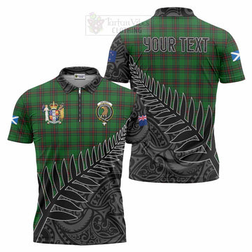 Halkett Crest Tartan Zipper Polo Shirt with New Zealand Silver Fern Half Style Unisex - Tartan Vibes Clothing