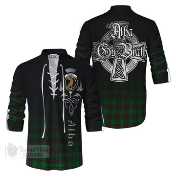 Halkett Tartan Ghillie Kilt Shirt Featuring Alba Gu Brath Family Crest Celtic Inspired Men - Tartan Vibes Clothing