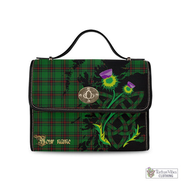 Halkett Tartan Waterproof Canvas Bag with Scotland Map and Thistle Celtic Accents