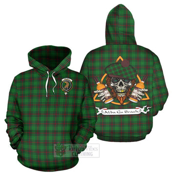 Halkett Tartan Hoodie with Family Crest and Bearded Skull Holding Bottles of Whiskey Zip Hoodie - Tartan Vibes Clothing