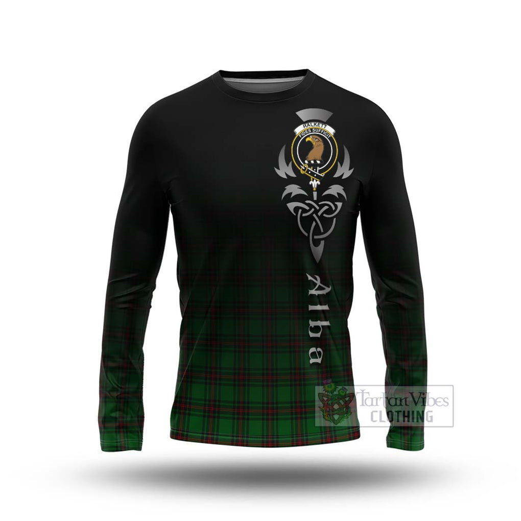 Halkett Tartan Long Sleeve T-Shirt Featuring Alba Gu Brath Family Crest Celtic Inspired Unisex - Tartan Vibes Clothing