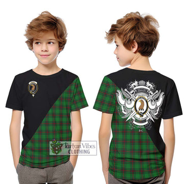 Halkett Tartan Kid T-Shirt with Family Crest and Military Logo Style Youth XL Size14 - Tartan Vibes Clothing