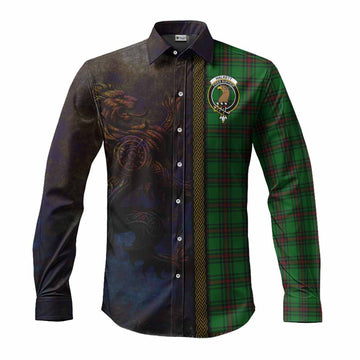 Halkett Tartan Family Crest Long Sleeve Button Shirt Alba Gu Brath Be Brave Lion Ancient Style