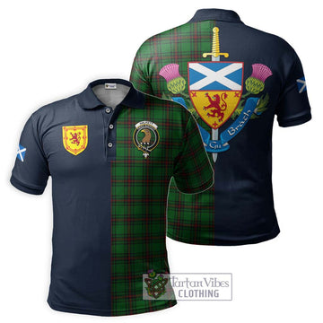 Halkett Tartan Polo Shirt Alba with Scottish Lion Royal Arm Half Style Kid - Tartan Vibes Clothing