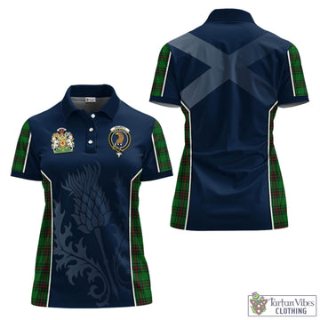 Halkett Tartan Women's Polo Shirt with Family Crest and Scottish Thistle Vibes Sport Style