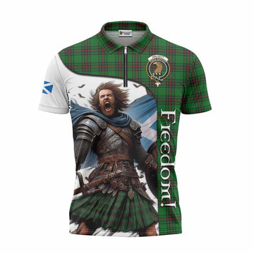Halkett Crest Tartan Zipper Polo Shirt Inspired by the Freedom of Scottish Warrior Unisex - Tartan Vibes Clothing