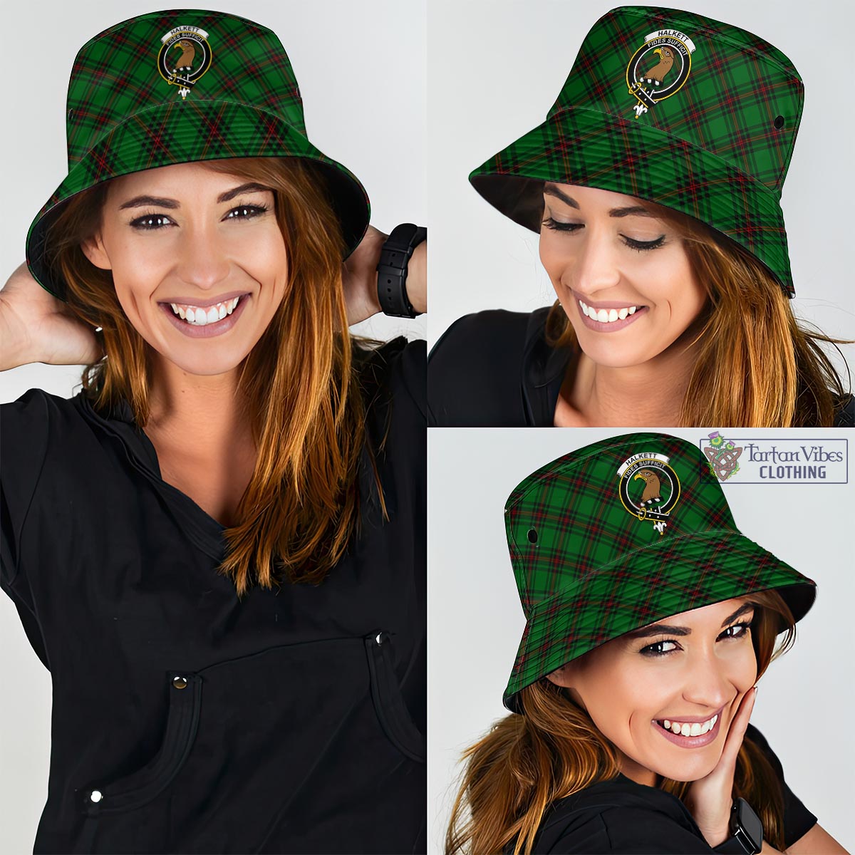 Halkett Tartan Bucket Hat with Family Crest - Tartan Vibes Clothing