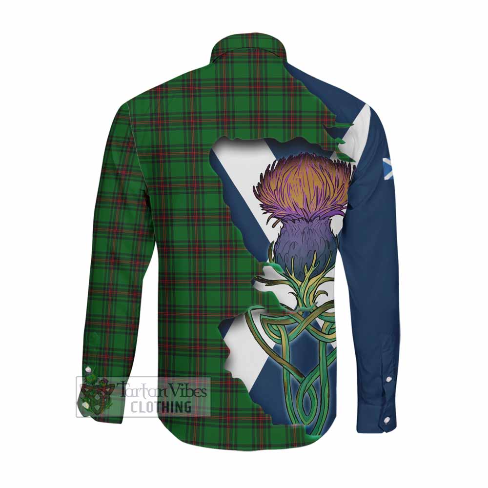 Tartan Vibes Clothing Halkett Tartan Family Crest Long Sleeve Button Shirt Scottish Thistle Celtic Inspired