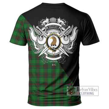 Halkett Tartan T-Shirt with Family Crest and Military Logo Style - Tartan Vibes Clothing