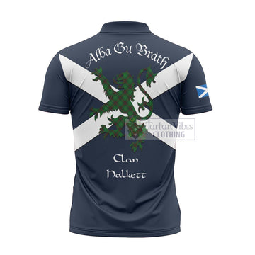 Halkett Tartan Lion Rampant Zipper Polo Shirt Proudly Display Your Heritage with Alba Gu Brath and Clan Name - Tartan Vibes Clothing
