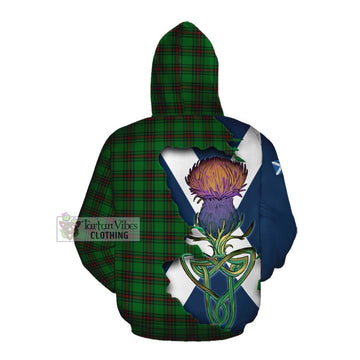 Halkett Tartan Family Crest Cotton Hoodie Scottish Thistle Celtic Inspired Pullover Hoodie - Tartan Vibes Clothing