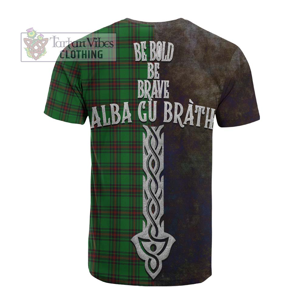 Tartan Vibes Clothing Halkett Tartan Family Crest Cotton T-shirt Alba Gu Brath Be Brave Lion Ancient Style