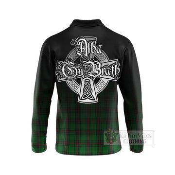 Halkett Tartan Long Sleeve Polo Shirt Featuring Alba Gu Brath Family Crest Celtic Inspired - Tartan Vibes Clothing