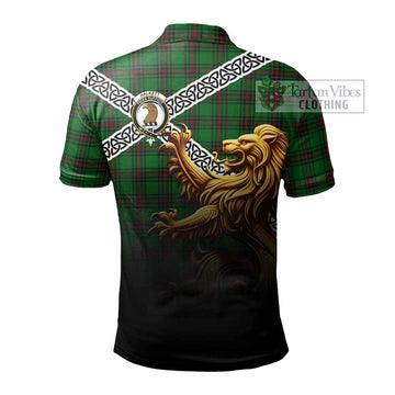 Halkett Crest Tartan Polo Shirt with Golden Lion Emblem Celtic Style - Tartan Vibes Clothing