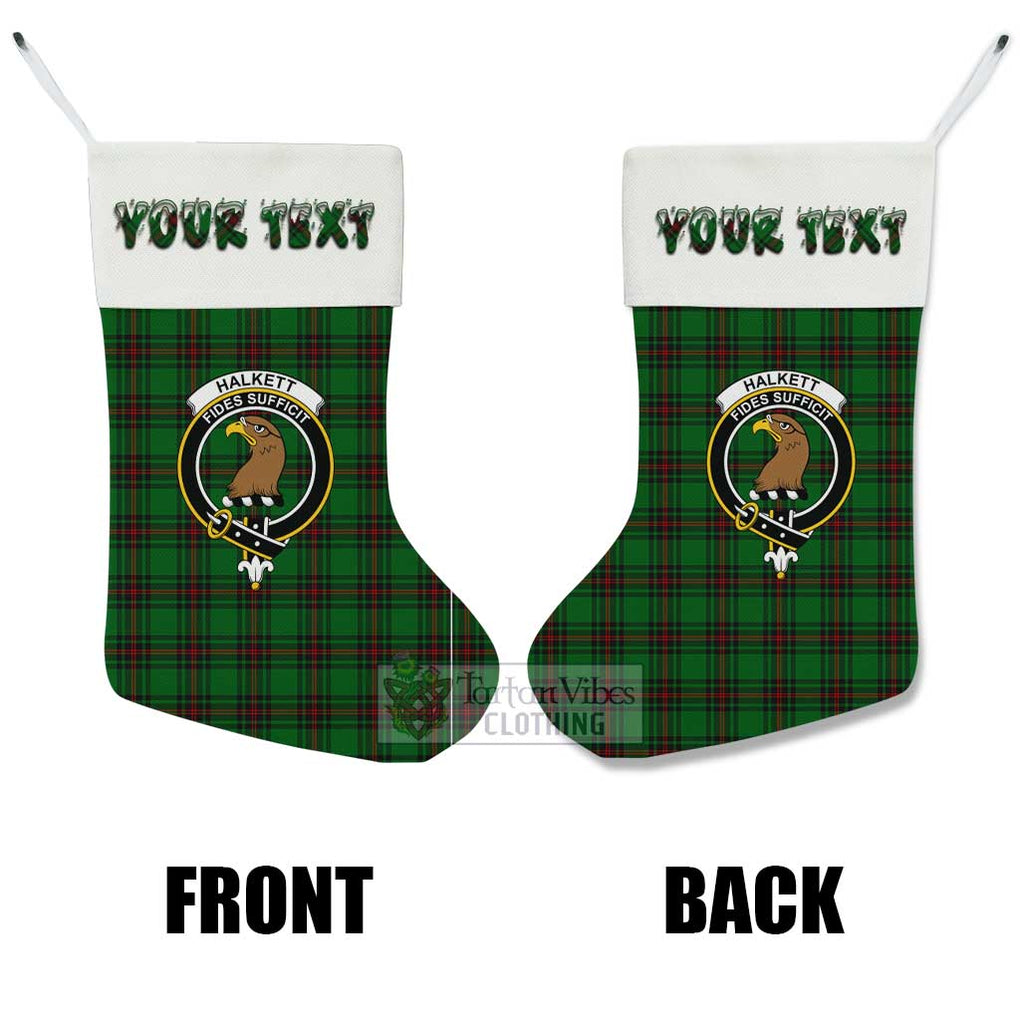 Halkett Tartan Family Crest Christmas Stocking with Personalized Text - Tartan Vibes Clothing