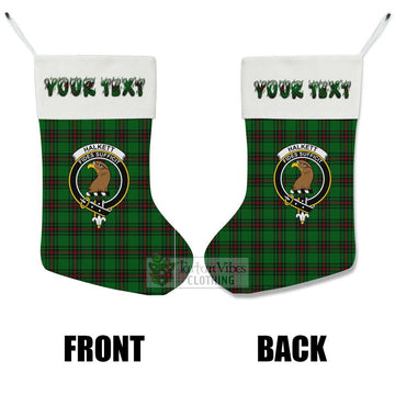 Halkett Tartan Family Crest Christmas Stocking with Personalized Text - Tartan Vibes Clothing