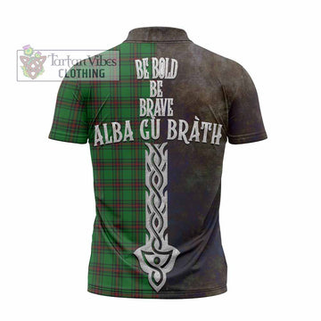 Halkett Tartan Family Crest Zipper Polo Shirt Alba Gu Brath Be Brave Lion Ancient Style - Tartan Vibes Clothing