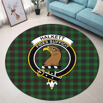 Halkett Tartan Round Rug with Family Crest - Tartan Vibes Clothing