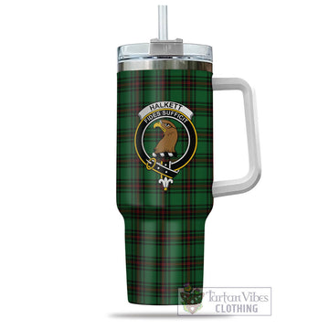 Halkett Tartan Tumbler with Handle with Family Crest - Tartan Vibes Clothing