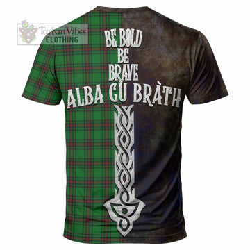 Halkett Tartan Family Crest T-Shirt Alba Gu Brath Be Brave Lion Ancient Style - Tartan Vibes Clothing