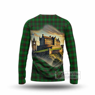 Halkett Tartan Family Crest Long Sleeve T-Shirt with Scottish Ancient Castle Style - Tartan Vibes Clothing