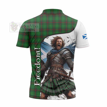 Halkett Crest Tartan Zipper Polo Shirt Inspired by the Freedom of Scottish Warrior - Tartan Vibes Clothing