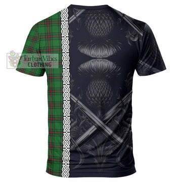 Halkett Tartan T-Shirt with Family Crest Cross Sword Thistle Celtic Vibes - Tartan Vibes Clothing