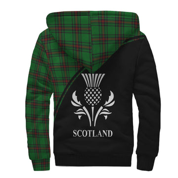 Halkett Tartan Sherpa Hoodie with Family Crest Curve Style - Tartan Vibes Clothing