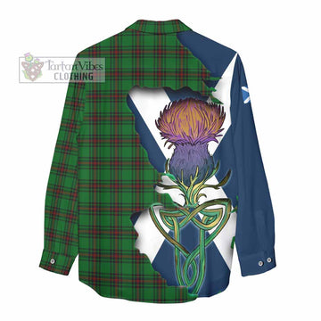 Halkett Tartan Family Crest Women's Casual Shirt Scottish Thistle Celtic Inspired - Tartan Vibes Clothing