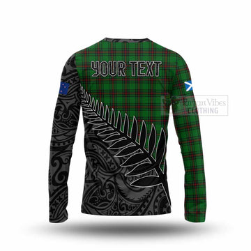 Halkett Crest Tartan Long Sleeve T-Shirt with New Zealand Silver Fern Half Style - Tartan Vibes Clothing