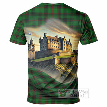 Halkett Tartan Family Crest T-Shirt with Scottish Ancient Castle Style - Tartan Vibes Clothing