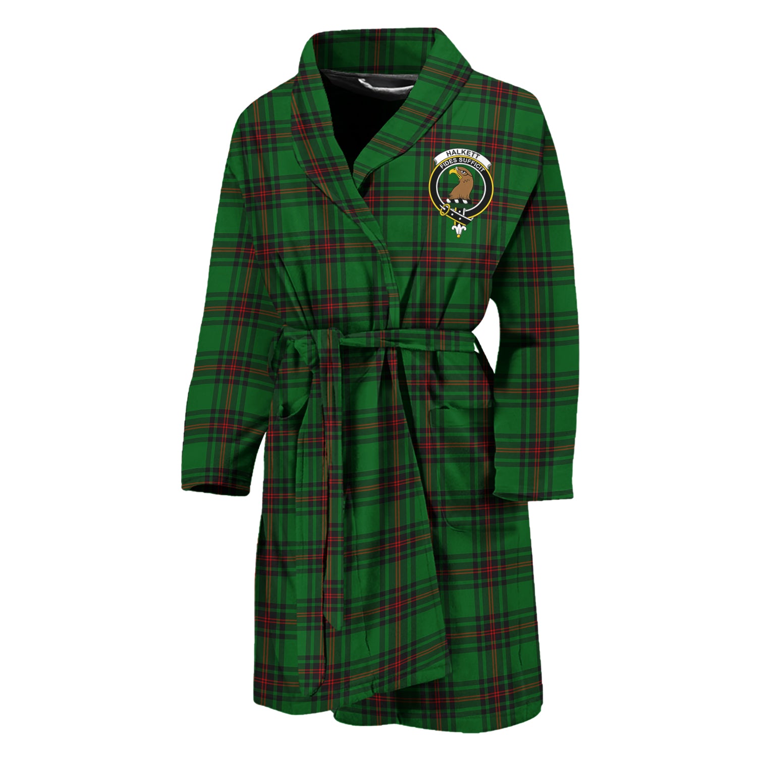 Halkett Tartan Bathrobe with Family Crest Unisex M - Tartan Vibes Clothing