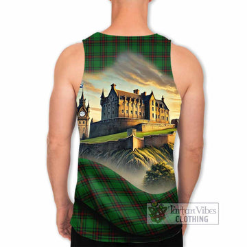 Halkett Tartan Family Crest Men's Tank Top with Scottish Ancient Castle Style - Tartan Vibes Clothing