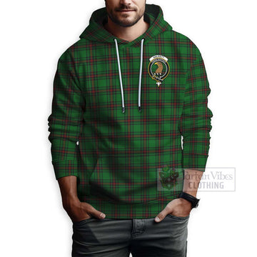 Halkett Tartan Hoodie with Family Crest and Bearded Skull Holding Bottles of Whiskey - Tartan Vibes Clothing