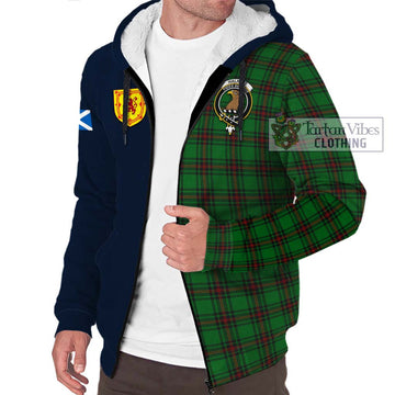 Halkett Tartan Sherpa Hoodie Alba with Scottish Lion Royal Arm Half Style - Tartan Vibes Clothing