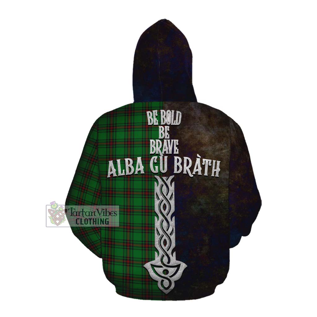 Tartan Vibes Clothing Halkett Tartan Family Crest Cotton Hoodie Alba Gu Brath Be Brave Lion Ancient Style