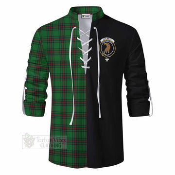 Halkett Tartan Ghillie Kilt Shirt with Family Crest and Half Of Me Style - Tartan Vibes Clothing