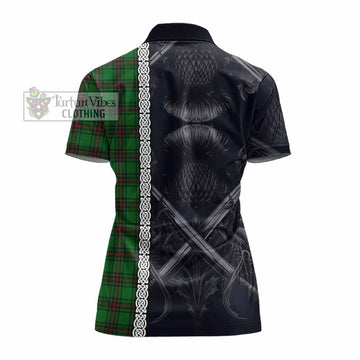 Tartan Vibes Clothing Halkett Tartan Women's Polo Shirt with Family Crest Cross Sword Thistle Celtic Vibes