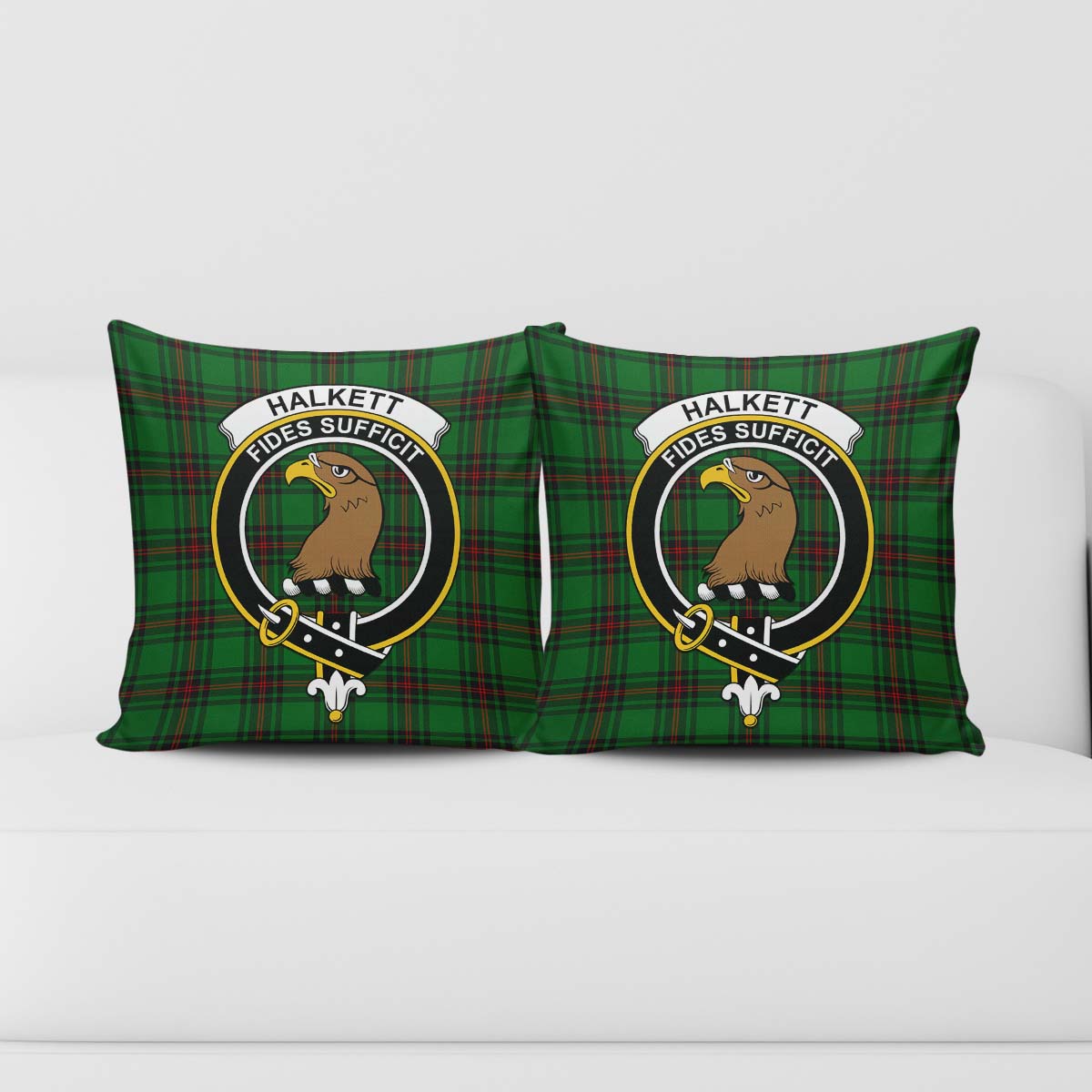 Halkett Tartan Pillow Cover with Family Crest - Tartan Vibes Clothing