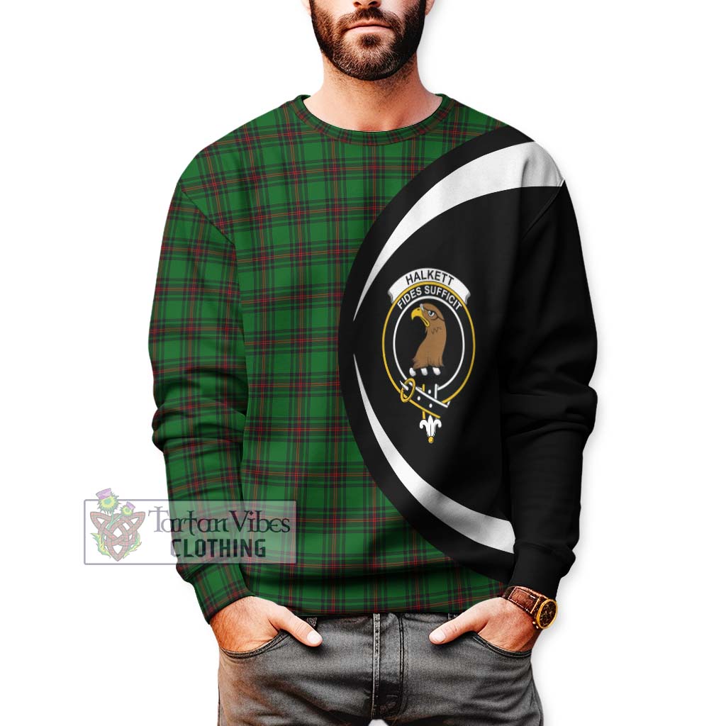 Halkett Tartan Sweatshirt with Family Crest Circle Style - Tartan Vibes Clothing