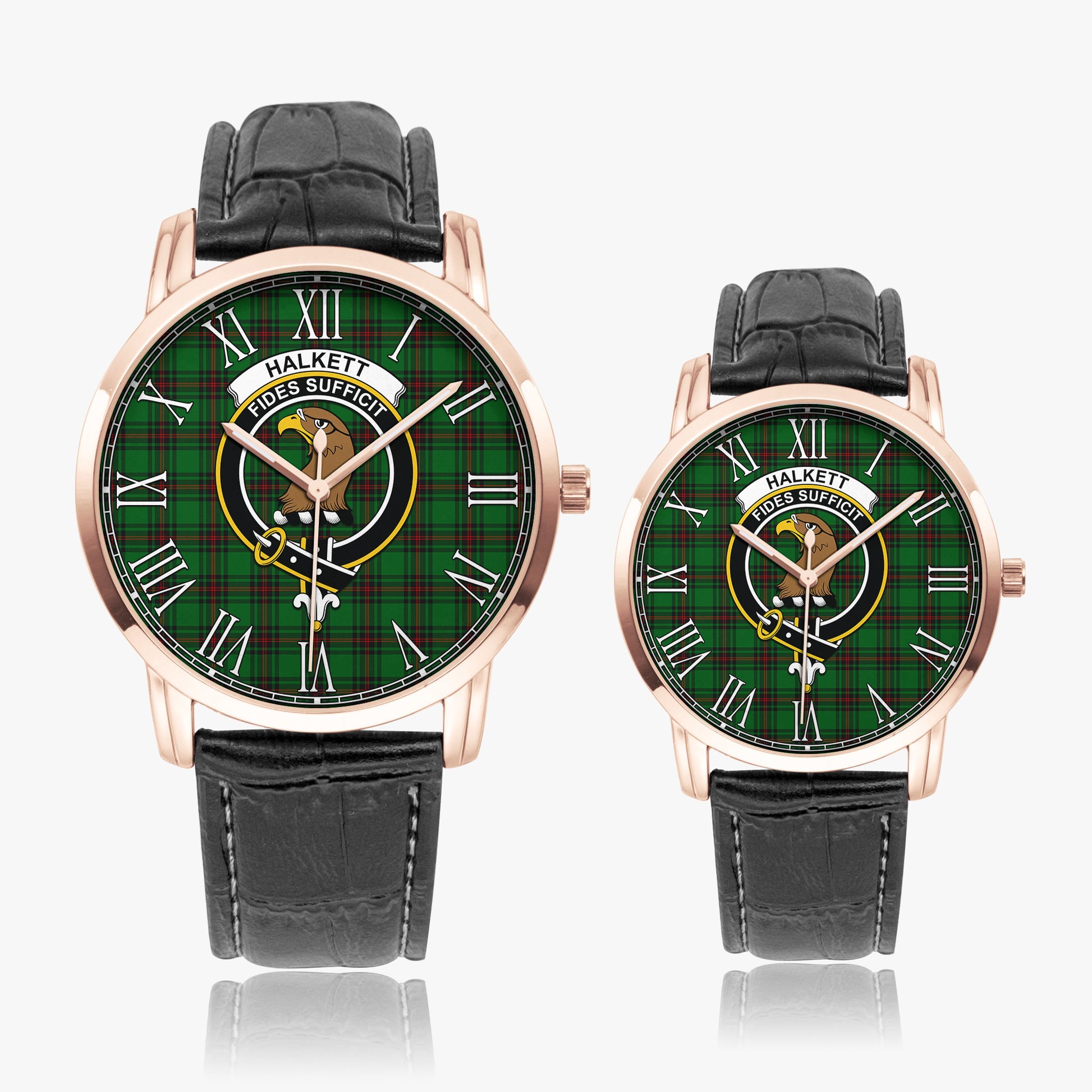 Halkett Tartan Family Crest Leather Strap Quartz Watch - Tartan Vibes Clothing