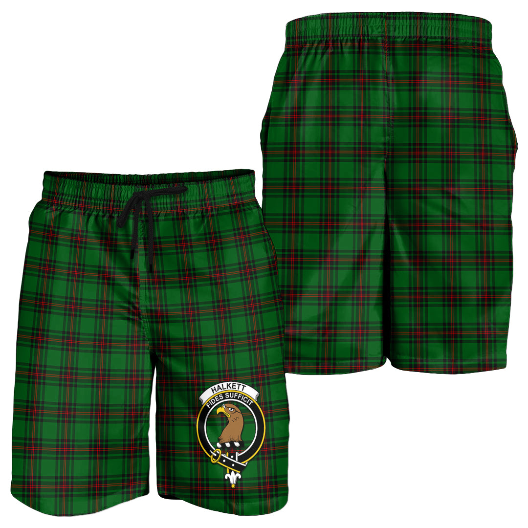 Halkett Tartan Mens Shorts with Family Crest - Tartan Vibes Clothing