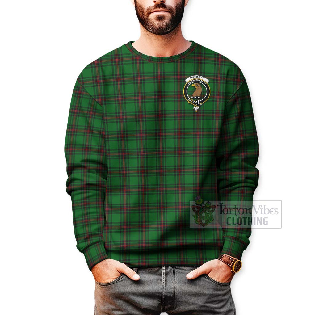 Halkett Tartan Sweatshirt with Family Crest Celtic Skull Style - Tartan Vibes Clothing